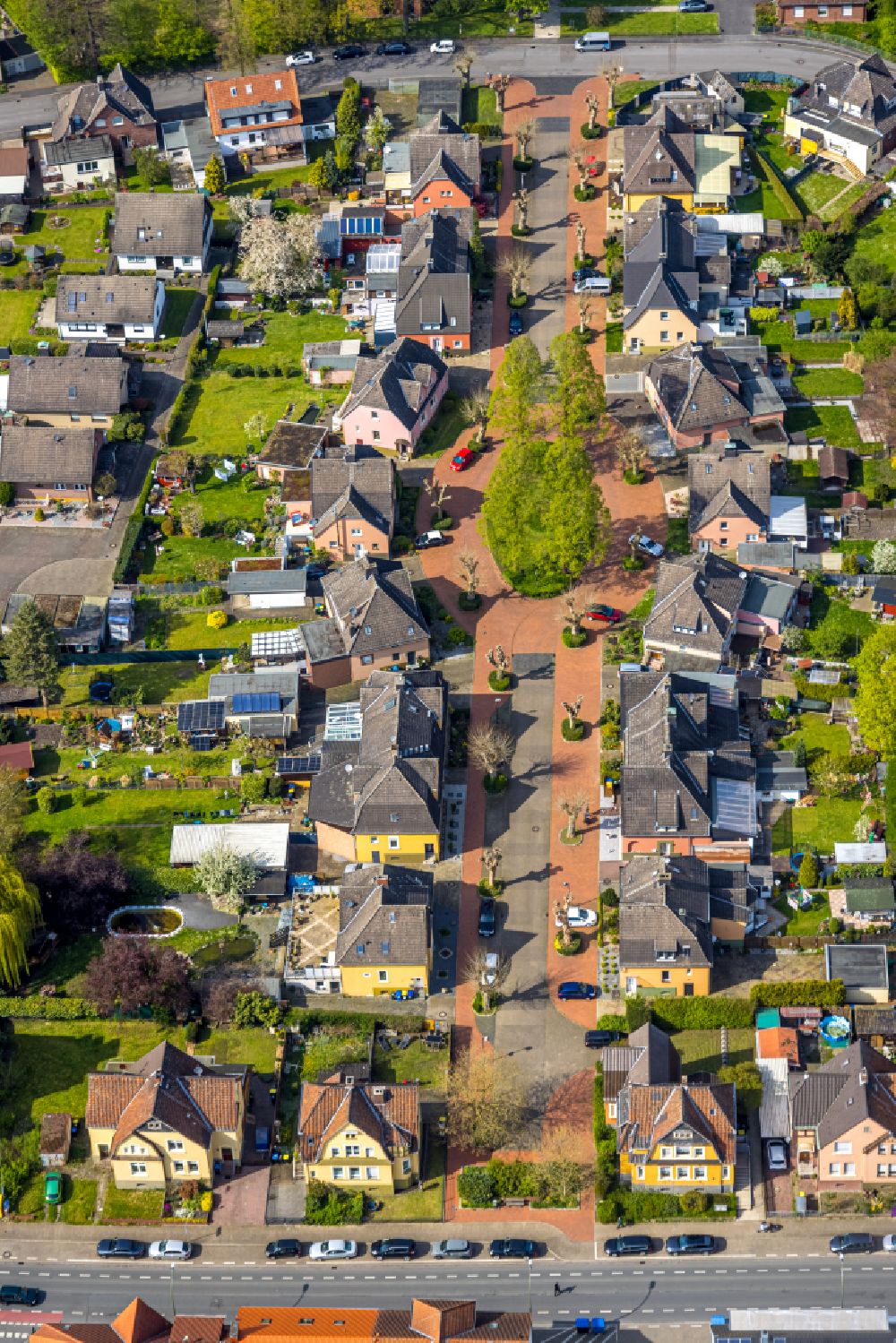 Luftaufnahme Bönen - Wohngebiet einer Einfamilienhaus- Siedlung im Ortsteil Nordbögge in Bönen im Bundesland Nordrhein-Westfalen, Deutschland