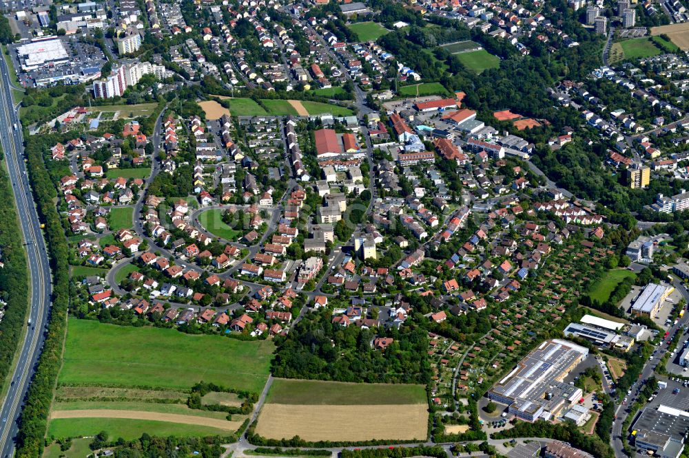 Luftbild Lengfeld - Wohngebiet einer Einfamilienhaus- Siedlung am Rande von landwirtschaftlichen Feldern in Lengfeld im Bundesland Bayern, Deutschland