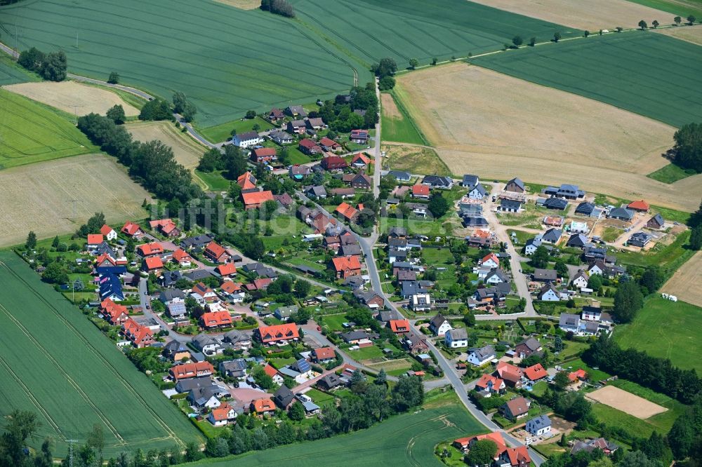 Rehren von oben - Wohngebiet einer Einfamilienhaus- Siedlung in Rehren im Bundesland Niedersachsen, Deutschland