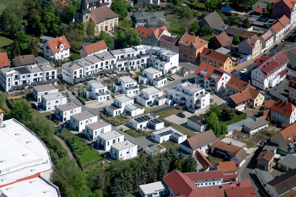 Luftbild Erfurt - Wohngebiet einer Einfamilienhaus- Siedlung - Reihenhaus- Siedlung am Mahlmühlenweg in Erfurt im Bundesland Thüringen, Deutschland