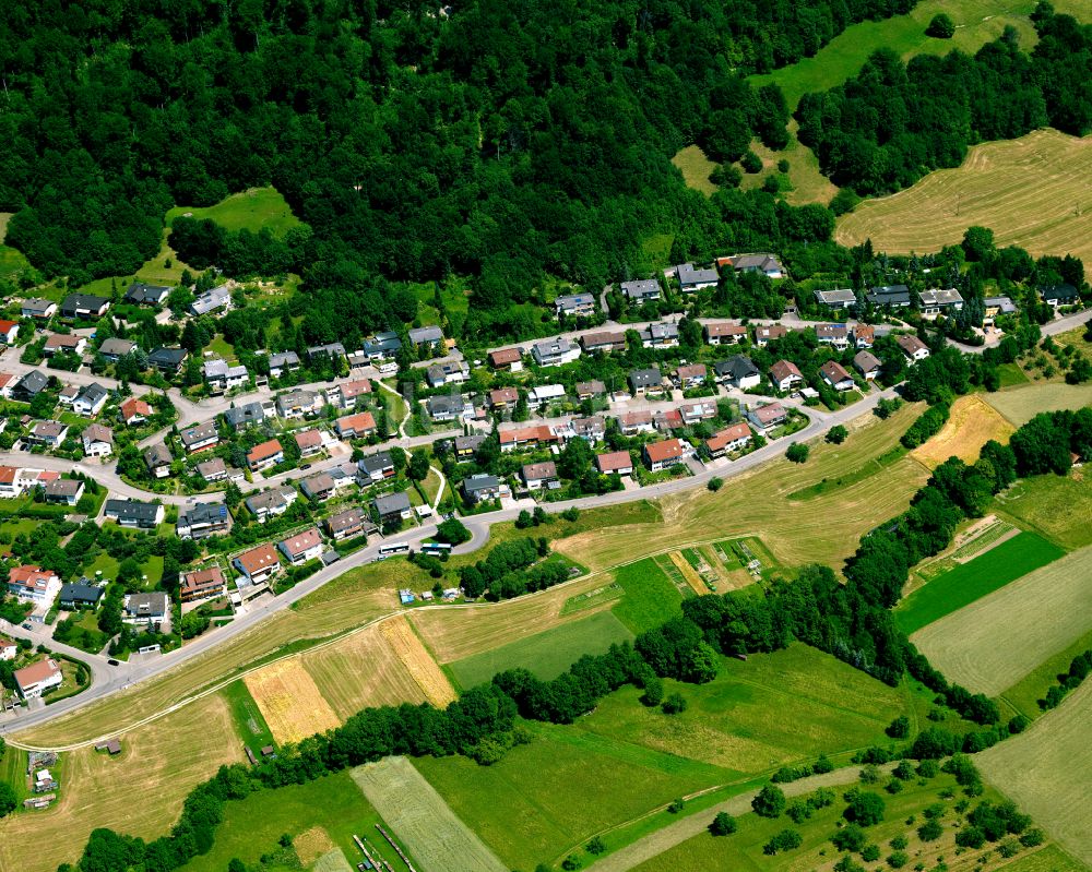 Öschingen von oben - Wohngebiet einer Einfamilienhaus- Siedlung in Öschingen im Bundesland Baden-Württemberg, Deutschland