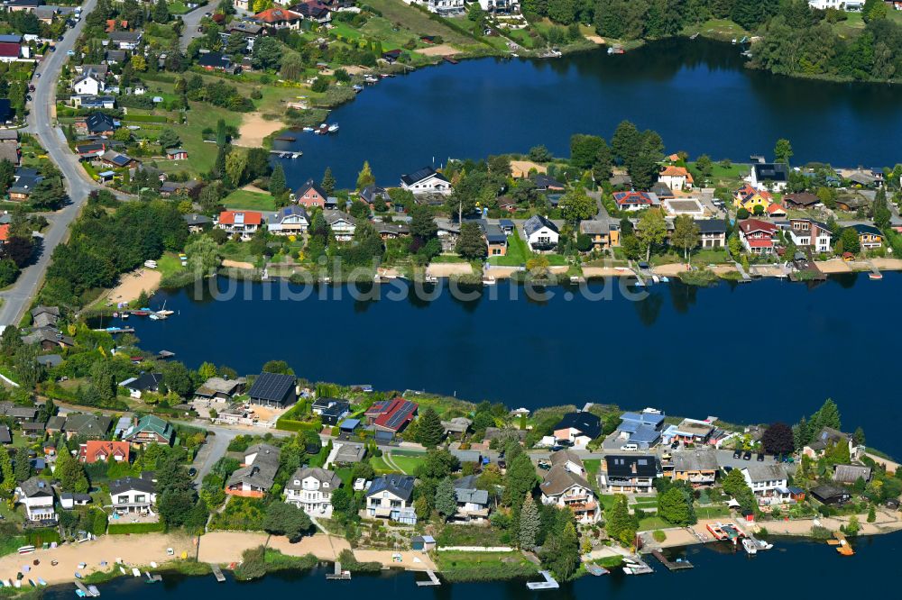 Luftbild Güster - Wohngebiet einer Einfamilienhaus- Siedlung am Ufer des Prüßsee in Güster im Bundesland Schleswig-Holstein, Deutschland
