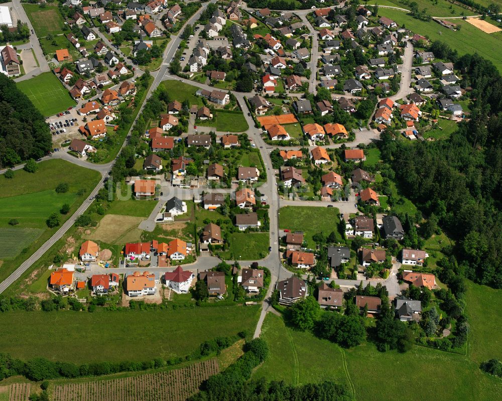 Luftbild Unterhaugstett - Wohngebiet einer Einfamilienhaus- Siedlung in Unterhaugstett im Bundesland Baden-Württemberg, Deutschland