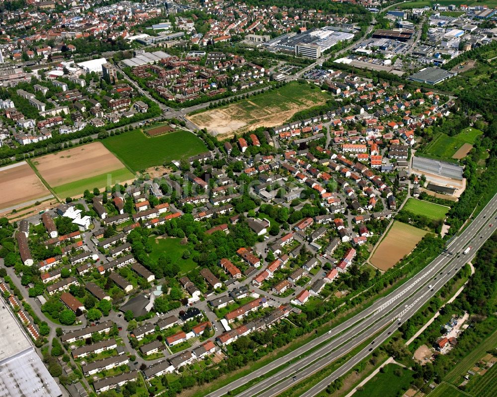 Waiblingen aus der Vogelperspektive: Wohngebiet einer Einfamilienhaus- Siedlung in Waiblingen im Bundesland Baden-Württemberg, Deutschland