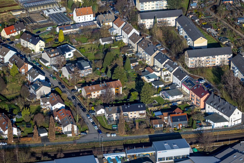 Witten von oben - Wohngebiet einer Einfamilienhaus- Siedlung Ziegelstraße Dirschauer Straße- in Witten im Bundesland Nordrhein-Westfalen, Deutschland