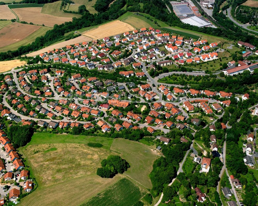 Luftbild Züttlingen - Wohngebiet einer Einfamilienhaus- Siedlung in Züttlingen im Bundesland Baden-Württemberg, Deutschland