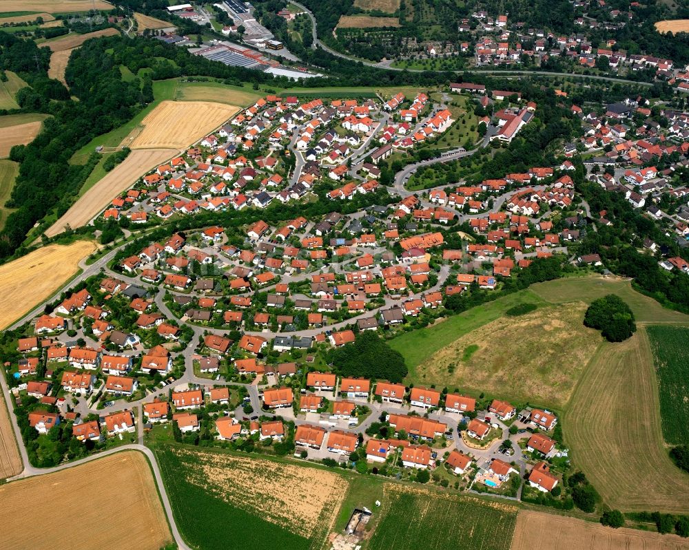 Luftaufnahme Züttlingen - Wohngebiet einer Einfamilienhaus- Siedlung in Züttlingen im Bundesland Baden-Württemberg, Deutschland