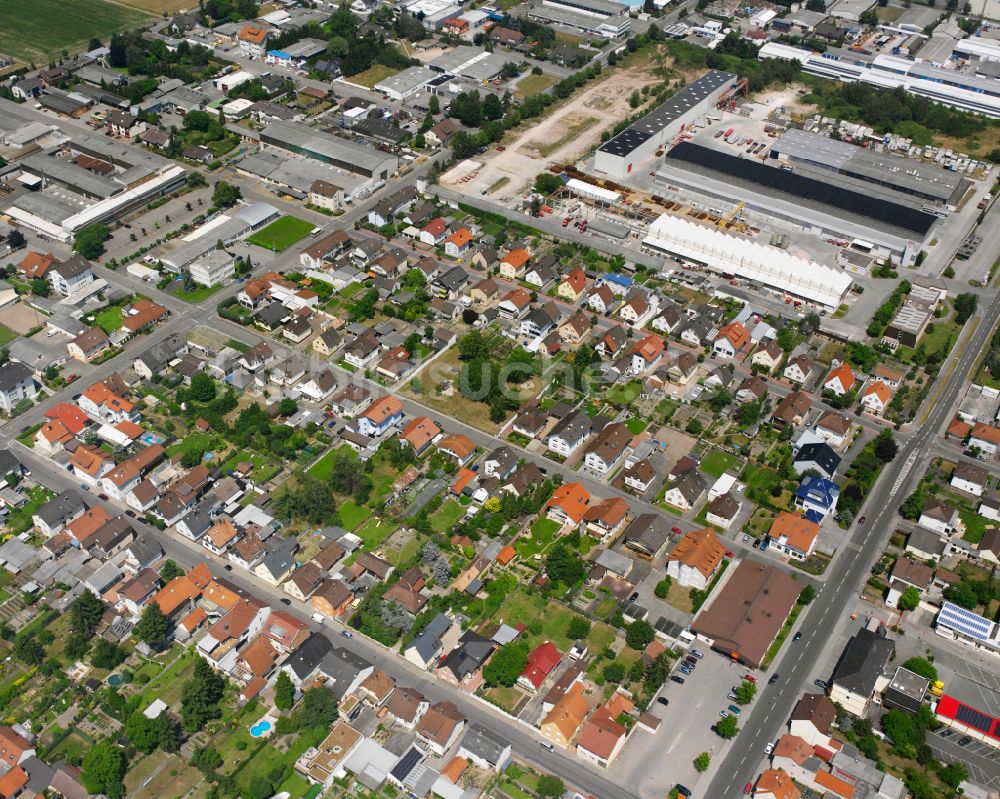 Luftbild Waghäusel - Wohngebiet einer Einfamilienhaus- Siedlung zwischen Kolpingstraße und Jahnstraße in Waghäusel im Bundesland Baden-Württemberg, Deutschland