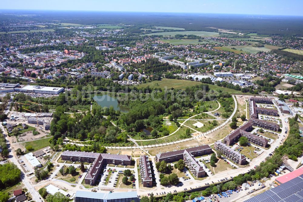 Luftbild Bernau - Wohngebiet Kasernenbogen Panke-Park - Pankebogen in Bernau im Bundesland Brandenburg, Deutschland