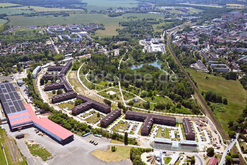 Bernau von oben - Wohngebiet Kasernenbogen Panke-Park - Pankebogen in Bernau im Bundesland Brandenburg, Deutschland