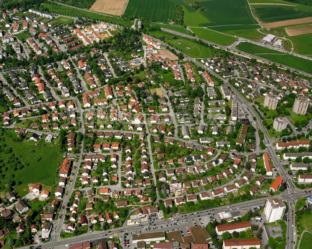 Backnang aus der Vogelperspektive: Wohngebiet der Mehrfamilienhaussiedlung in Backnang im Bundesland Baden-Württemberg, Deutschland