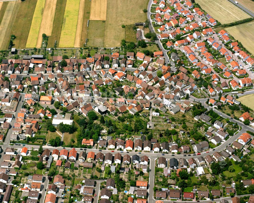 Büchenau von oben - Wohngebiet der Mehrfamilienhaussiedlung in Büchenau im Bundesland Baden-Württemberg, Deutschland