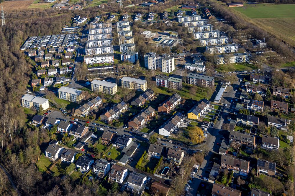 Luftaufnahme Castrop-Rauxel - Wohngebiet der Mehrfamilienhaussiedlung in Castrop-Rauxel im Bundesland Nordrhein-Westfalen, Deutschland