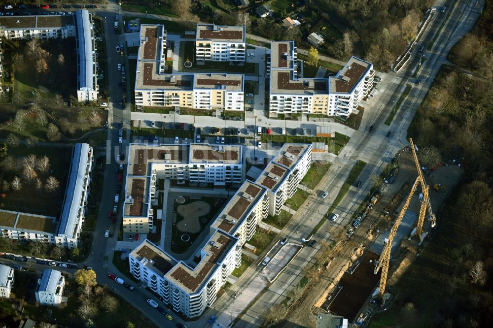 Luftbild Berlin - Wohngebiet einer Mehrfamilienhaussiedlung der degewo AG im Ortsteil Biesdorf in Berlin