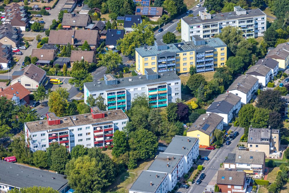 Luftaufnahme Hamm - Wohngebiet der Mehrfamilienhaussiedlung entlang der Bambergstraße in Hamm im Bundesland Nordrhein-Westfalen, Deutschland