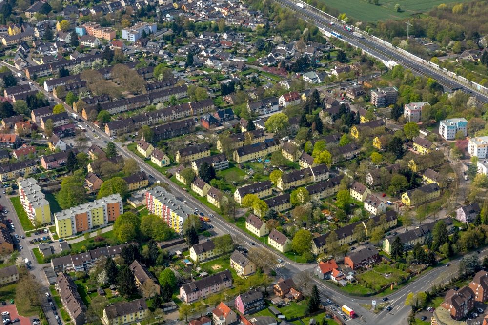 Luftbild Kamen - Wohngebiet der Mehrfamilienhaussiedlung entlang der Bogenstraße - Nordring in Kamen im Bundesland Nordrhein-Westfalen, Deutschland