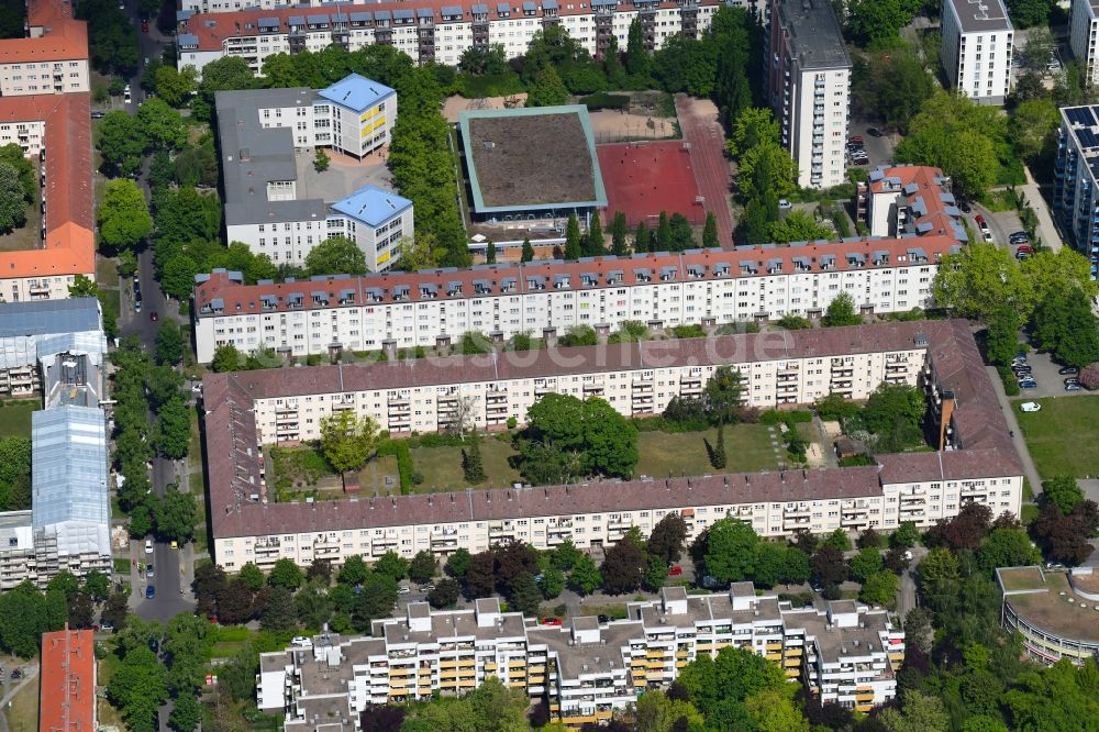 Luftbild Berlin - Wohngebiet der Mehrfamilienhaussiedlung entlang der Frobenstraße - Havensteinstraße - Seydlitzstraße in Berlin, Deutschland