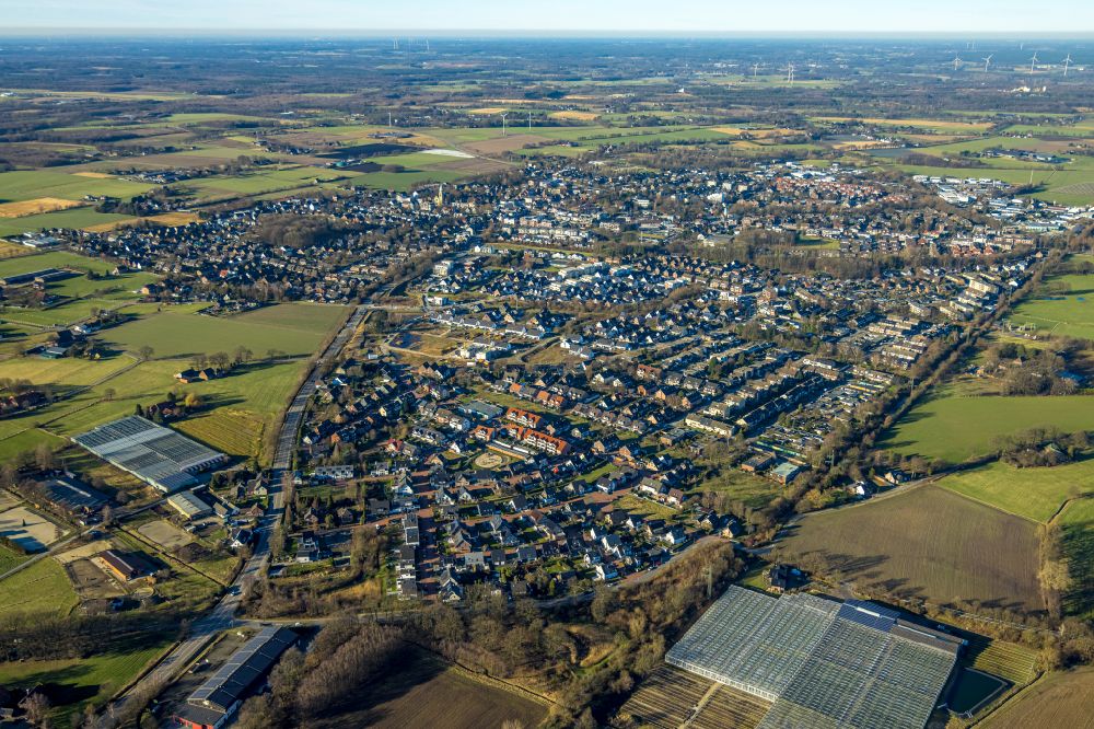 Luftbild Kirchhellen - Wohngebiet der Mehrfamilienhaussiedlung entlang der Rentforter Straße in Kirchhellen im Bundesland Nordrhein-Westfalen, Deutschland