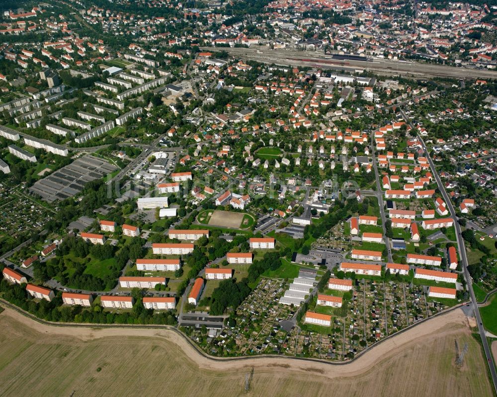 Freiberg aus der Vogelperspektive: Wohngebiet der Mehrfamilienhaussiedlung in Freiberg im Bundesland Sachsen, Deutschland