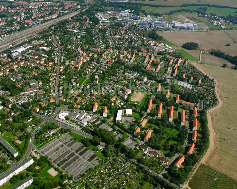 Luftbild Freiberg - Wohngebiet der Mehrfamilienhaussiedlung in Freiberg im Bundesland Sachsen, Deutschland