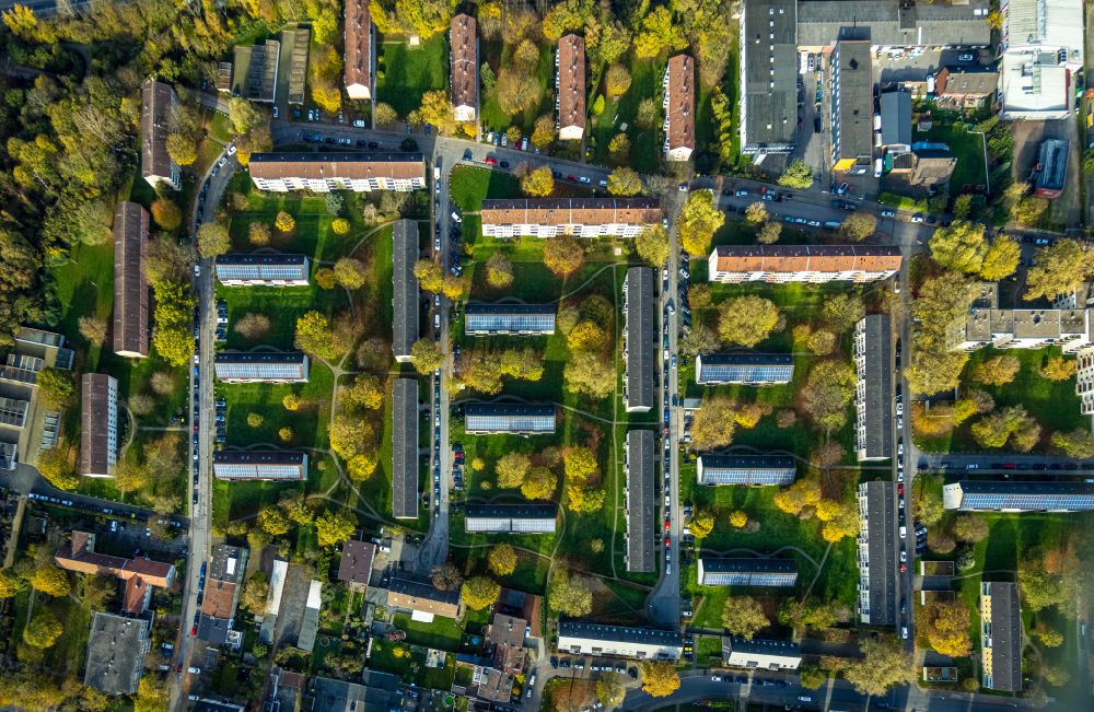 Luftbild Gelsenkirchen - Wohngebiet der Mehrfamilienhaussiedlung in Gelsenkirchen im Bundesland Nordrhein-Westfalen, Deutschland