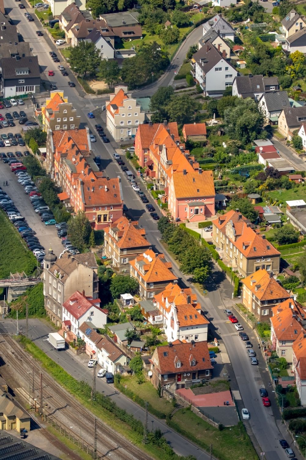 Hohenlimburg aus der Vogelperspektive: Wohngebiet einer Mehrfamilienhaussiedlung Hoesch- Siedlung in Hohenlimburg im Bundesland Nordrhein-Westfalen