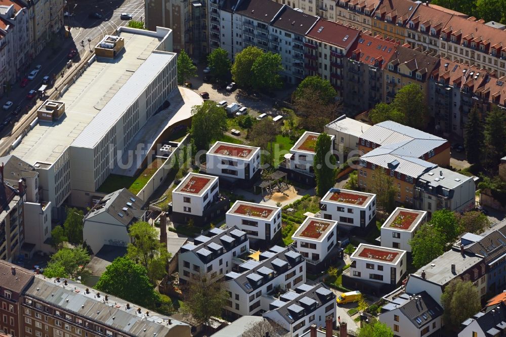 Luftbild Dresden - Wohngebiet der Mehrfamilienhaussiedlung Hof Quartier Neustadt in Dresden im Bundesland Sachsen, Deutschland