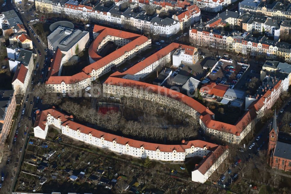 Luftbild Halle (Saale) - Wohngebiet der Mehrfamilienhaussiedlung am Johannesplatz in Halle (Saale) im Bundesland Sachsen-Anhalt, Deutschland