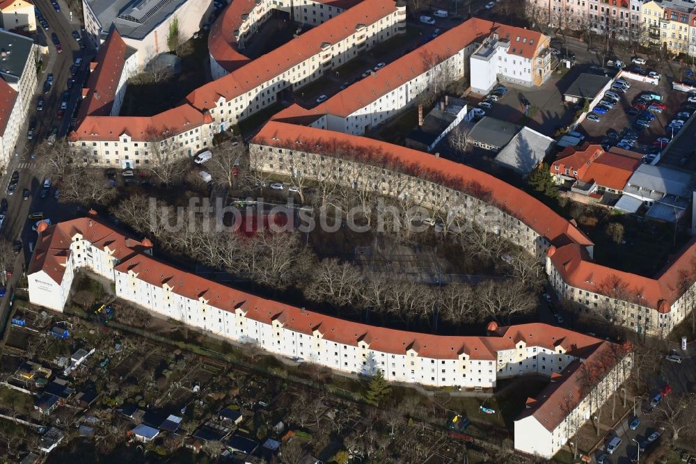 Luftaufnahme Halle (Saale) - Wohngebiet der Mehrfamilienhaussiedlung am Johannesplatz in Halle (Saale) im Bundesland Sachsen-Anhalt, Deutschland