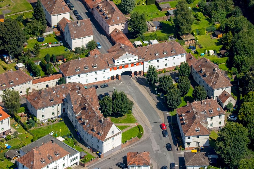 Schwerte aus der Vogelperspektive: Wohngebiet der Mehrfamilienhaussiedlung Kreinberg- Siedlung in Schwerte im Bundesland Nordrhein-Westfalen