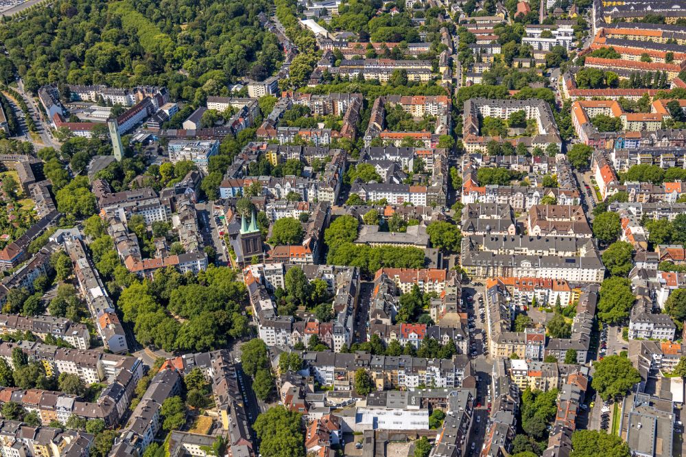 Luftbild Dortmund - Wohngebiet der Mehrfamilienhaussiedlung Kreuzviertel entlang der Arneckestraße in Dortmund im Bundesland Nordrhein-Westfalen, Deutschland