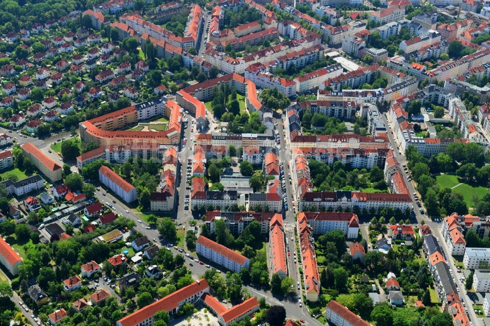 Luftaufnahme Leipzig - Wohngebiet der Mehrfamilienhaussiedlung im Ortsteil Gohlis-Mitte in Leipzig im Bundesland Sachsen, Deutschland