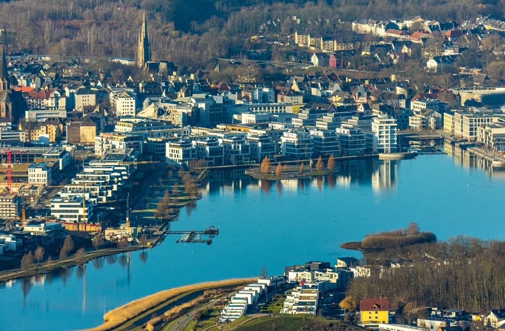 Dortmund aus der Vogelperspektive: Wohngebiet der Mehrfamilienhaussiedlung am Phoenix See in Dortmund im Bundesland Nordrhein-Westfalen, Deutschland