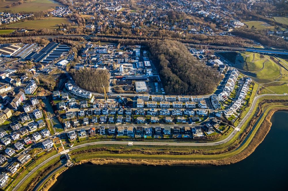 Luftaufnahme Dortmund - Wohngebiet der Mehrfamilienhaussiedlung am Phoenix See in Dortmund im Bundesland Nordrhein-Westfalen, Deutschland