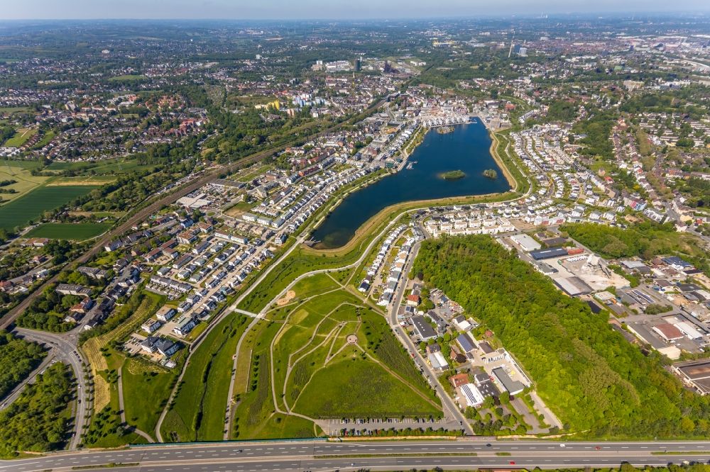 Luftaufnahme Dortmund - Wohngebiet der Mehrfamilienhaussiedlung am Phoenix See in Dortmund im Bundesland Nordrhein-Westfalen, Deutschland