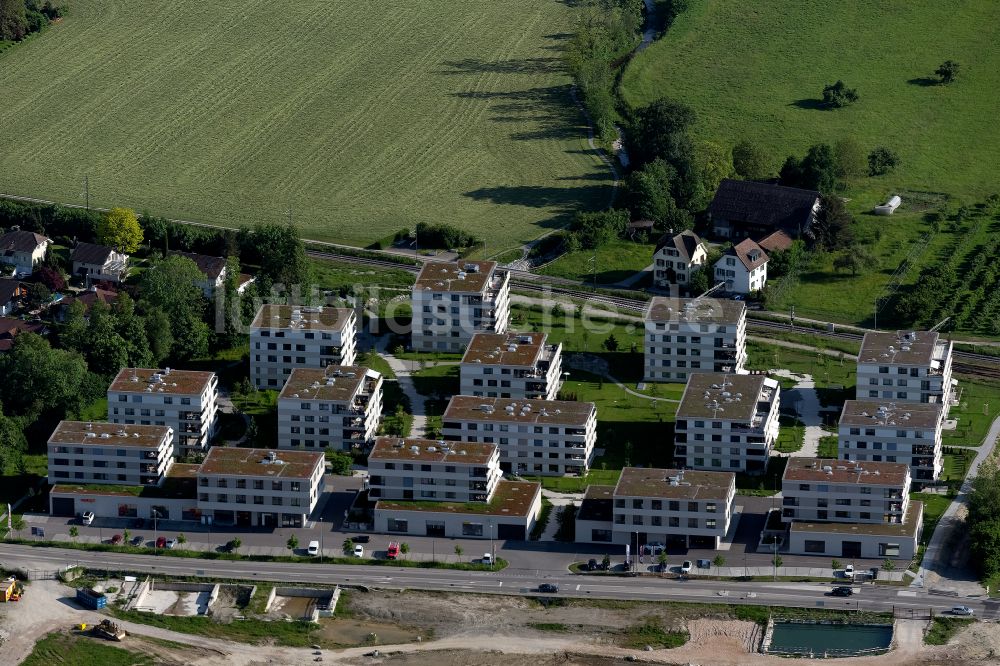 Horn aus der Vogelperspektive: Wohngebiet der Mehrfamilienhaussiedlung an der Seestraße in Horn im Kanton Thurgau, Schweiz