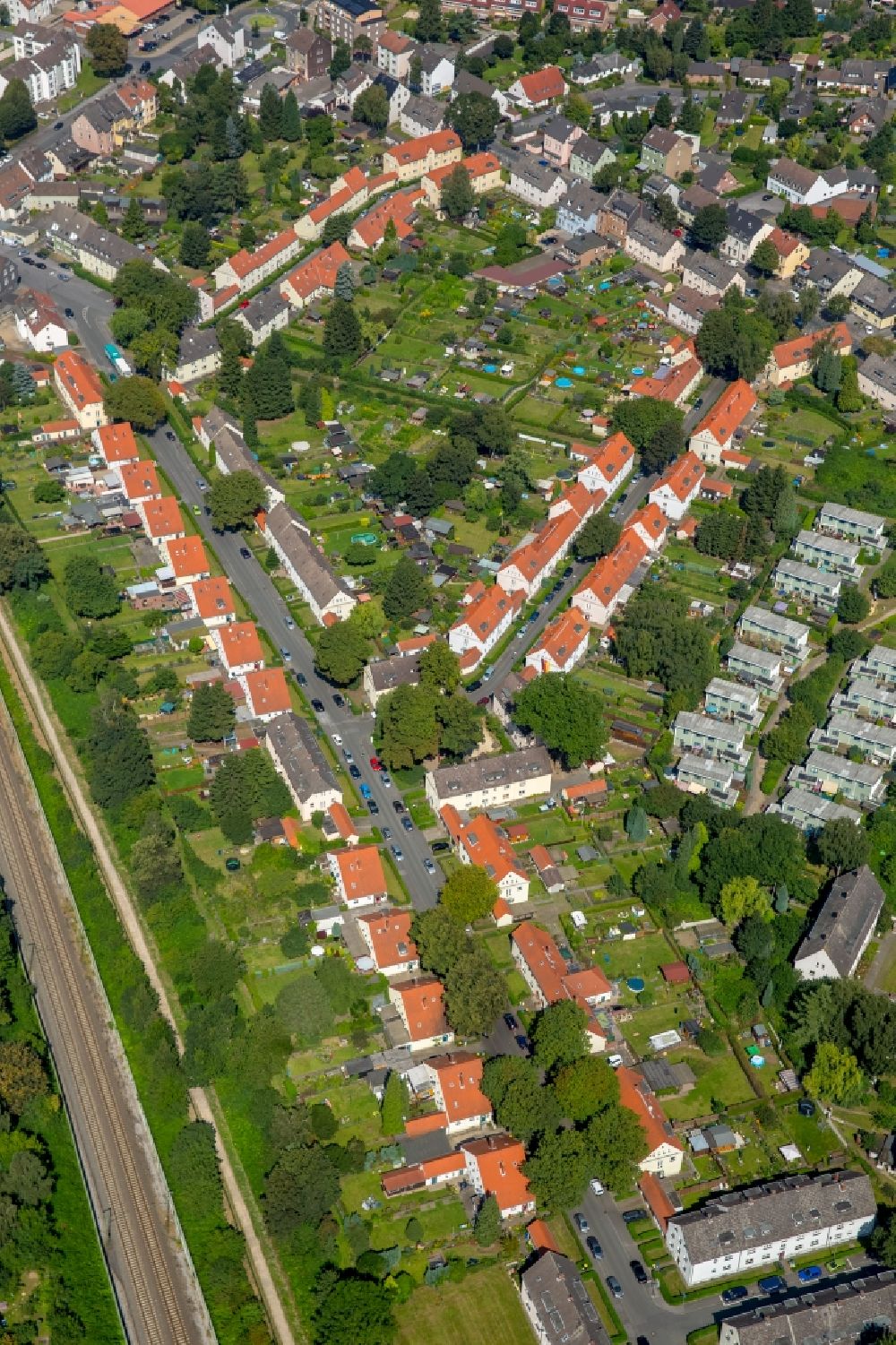 Luftaufnahme Eving - Wohngebiet einer Mehrfamilienhaussiedlung Siedlung Fürst Hardenberg in Eving im Bundesland Nordrhein-Westfalen