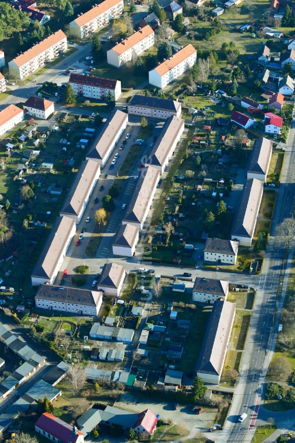 Luftbild Spremberg - Wohngebiet der Mehrfamilienhaussiedlung in Spremberg im Bundesland Brandenburg, Deutschland