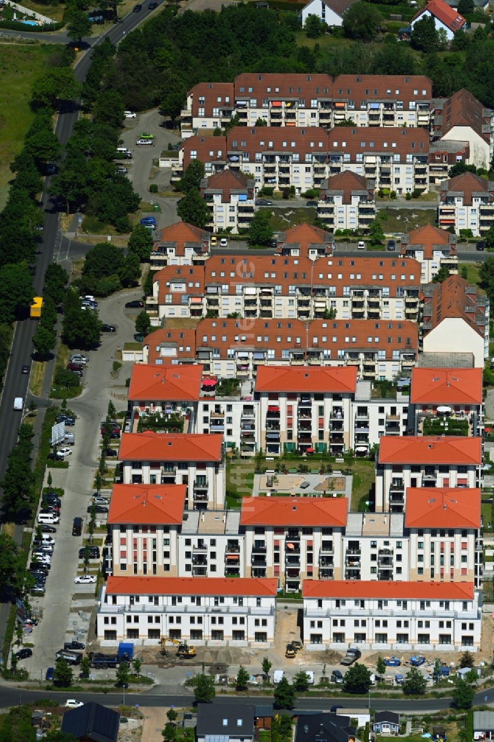 Wildau aus der Vogelperspektive: Wohngebiet der Mehrfamilienhaussiedlung in Wildau im Bundesland Brandenburg, Deutschland