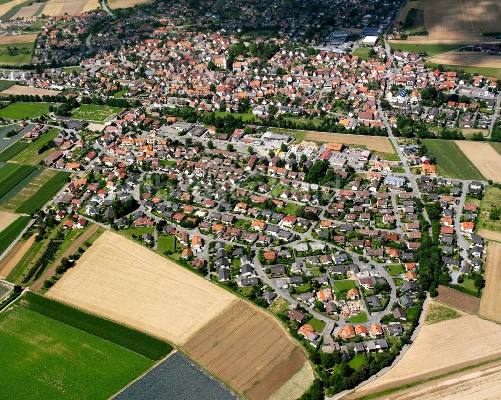Luftbild Auenstein - Wohngebiet - Mischbebauung der Mehr- und Einfamilienhaussiedlung in Auenstein im Bundesland Baden-Württemberg, Deutschland