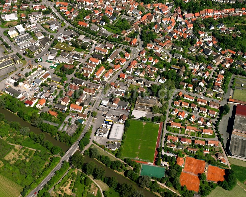 Luftaufnahme Beinstein - Wohngebiet - Mischbebauung der Mehr- und Einfamilienhaussiedlung in Beinstein im Bundesland Baden-Württemberg, Deutschland