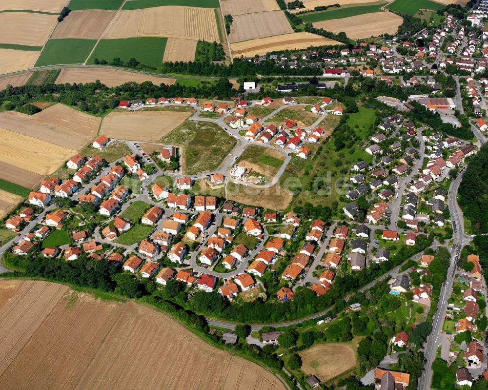 Buchhorn von oben - Wohngebiet - Mischbebauung der Mehr- und Einfamilienhaussiedlung in Buchhorn im Bundesland Baden-Württemberg, Deutschland
