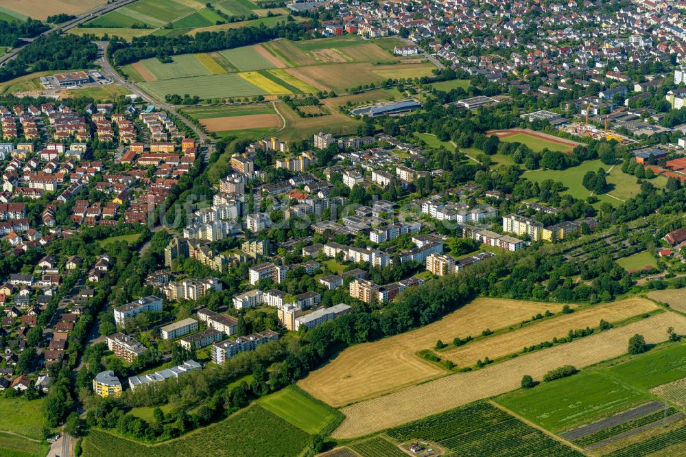 Denzlingen von oben - Wohngebiet - Mischbebauung der Mehr- und Einfamilienhaussiedlung in Denzlingen im Bundesland Baden-Württemberg, Deutschland