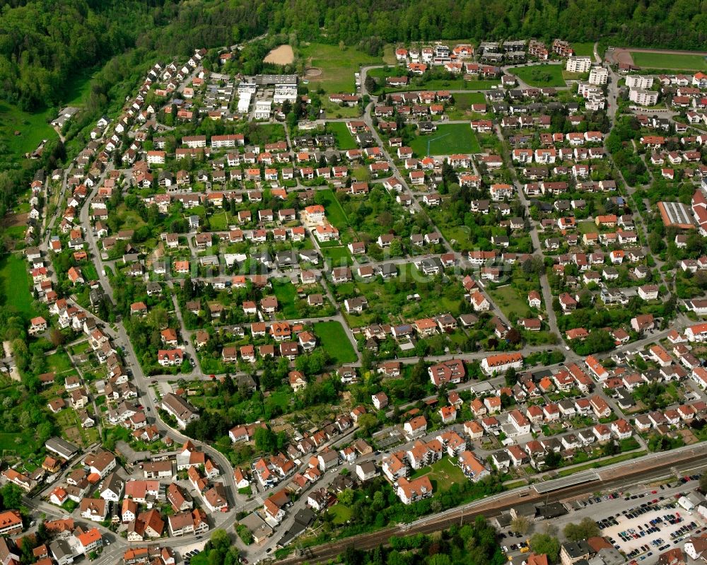 Luftbild Ebersbach an der Fils - Wohngebiet - Mischbebauung der Mehr- und Einfamilienhaussiedlung in Ebersbach an der Fils im Bundesland Baden-Württemberg, Deutschland