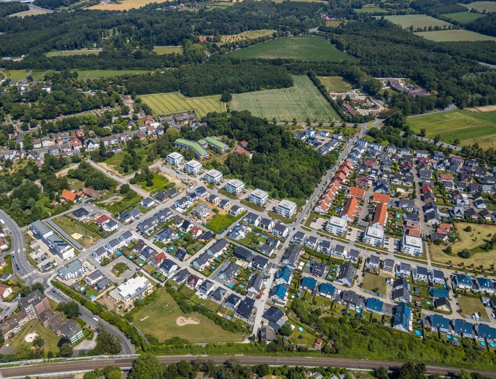 Luftbild Dortmund - Wohngebiet - Mischbebauung der Mehr- und Einfamilienhaussiedlung ERDBEERFELD - GRÜNER BOGEN in Dortmund im Bundesland Nordrhein-Westfalen, Deutschland