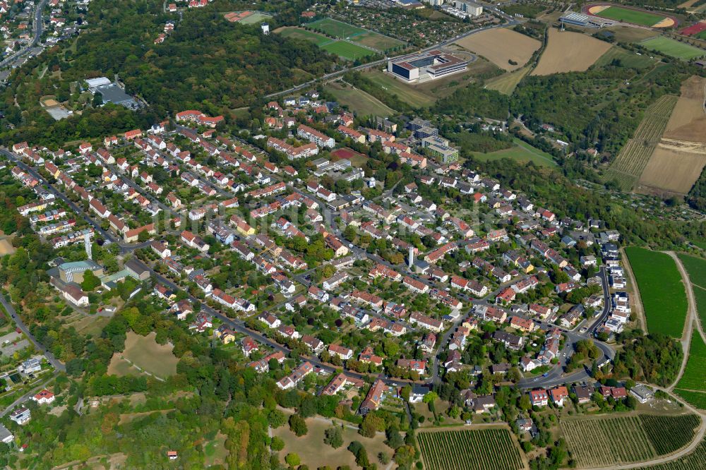 Luftaufnahme Frauenland - Wohngebiet - Mischbebauung der Mehr- und Einfamilienhaussiedlung in Frauenland im Bundesland Bayern, Deutschland
