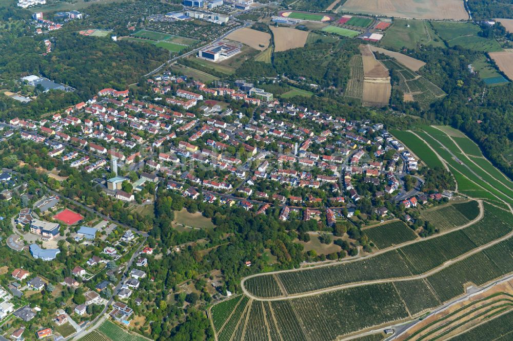 Frauenland von oben - Wohngebiet - Mischbebauung der Mehr- und Einfamilienhaussiedlung in Frauenland im Bundesland Bayern, Deutschland