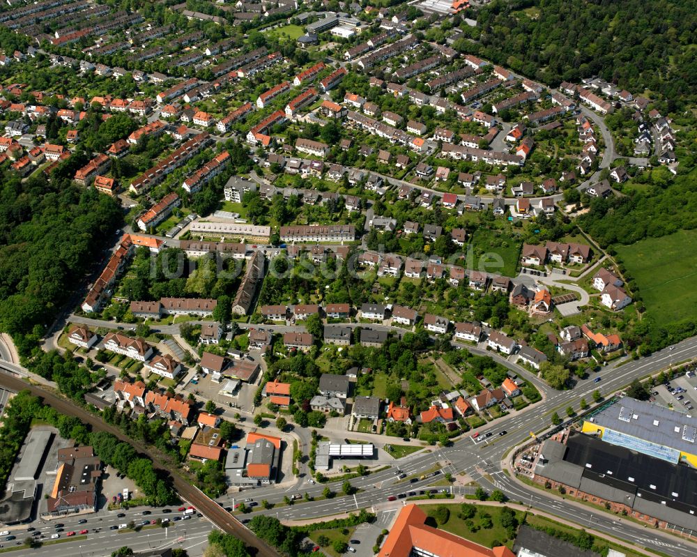 Luftaufnahme Georgenberg - Wohngebiet - Mischbebauung der Mehr- und Einfamilienhaussiedlung in Georgenberg im Bundesland Niedersachsen, Deutschland