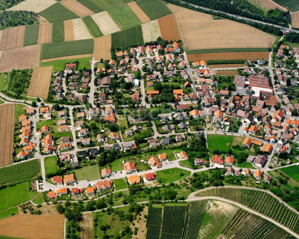 Grantschen von oben - Wohngebiet - Mischbebauung der Mehr- und Einfamilienhaussiedlung in Grantschen im Bundesland Baden-Württemberg, Deutschland