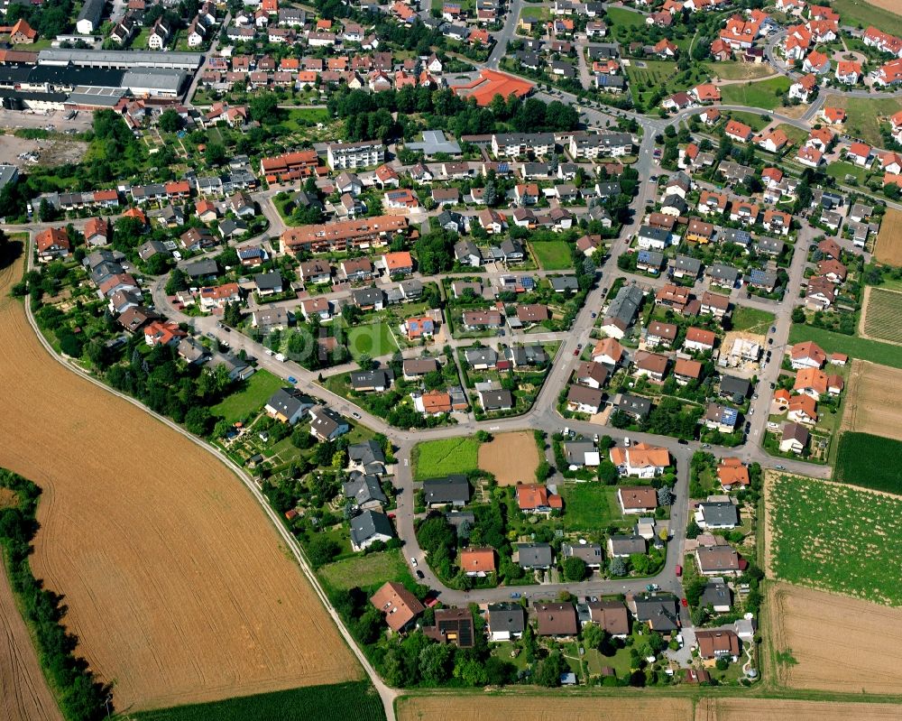 Luftaufnahme Gundelsheim - Wohngebiet - Mischbebauung der Mehr- und Einfamilienhaussiedlung in Gundelsheim im Bundesland Baden-Württemberg, Deutschland